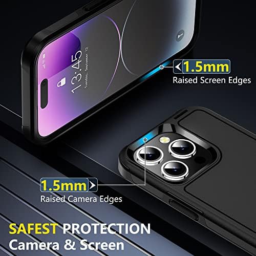 jaroco iPhone 14 Pro Esetben, [Katonai Csepp Védelem] [2 db képernyővédő fólia & Kamera Lencséjét Védő] Teljes Test Ütésálló