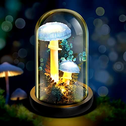 Kék Gomba Lámpa Fehér Foltok Gomba Éjszakai Fény LED-es Éjszakai Fény, Üveg Búra Esztétikai Room Decor Gomba Dekoráció Születésnapi