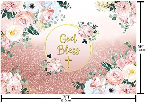 MEHOFOND Keresztség Dekoráció Hátteret Lányok Első Áldozás Keresztség Keresztelő Dekoráció Rózsaszín Virágos Isten Áldja