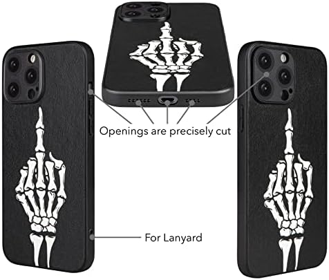 X szellem Középső Ujj tok iPhone 14 Pro Max, Hűvös Koponya Gót Ideges Gótikus Emo Csontváz Design, Világít A Sötétben (iPh