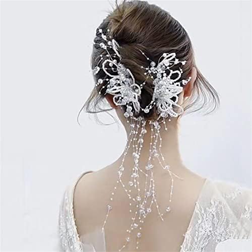 SJYDQ 2pieces Menyasszony Gyöngy Virág hajcsat Tassel Super Fairy a koreai Stílusú Esküvői Kiegészítők