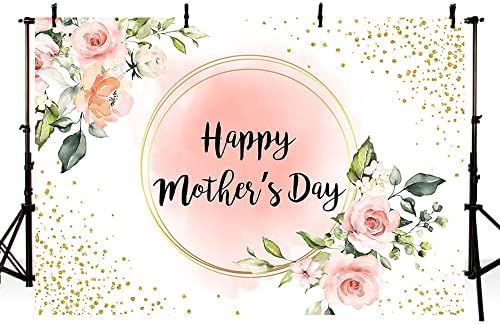 MEHOFOND 7x5ft Boldog anyák napját Hátteret, Szeretlek Anyu Rózsaszín Virágos Arany Glitter Konfetti Háttér Anyák Fesztivál
