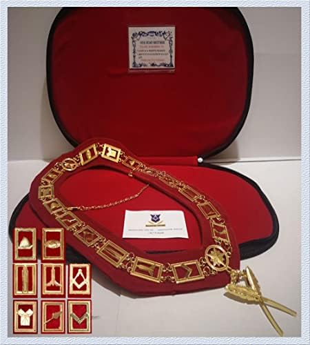 Szabadkőműves Szimbólumok Lánc Nyakörv - 24 KARÁTOS Aranyozott Arany - SRT Ékszer + Ingyenes Ügy ( ajándékba )