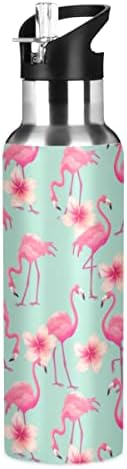 Elég Flamingo Divat Minta vizes Palackot Termosz a Szalma Fedél a gyerekek, Fiúk, Lányok,600 ml,Szivárgásmentes Rozsdamentes