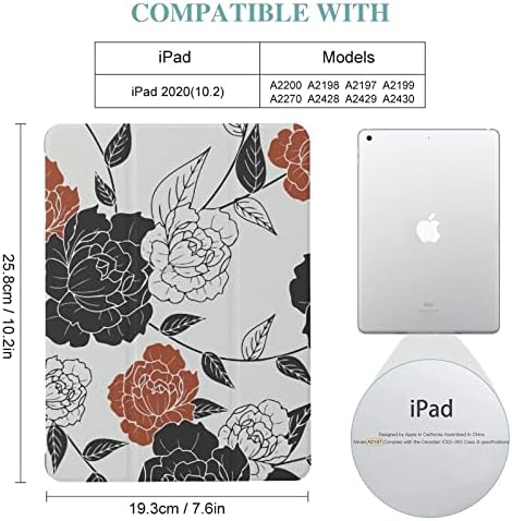 Piros Fekete Rózsák Virágos Esetben Kompatibilis a 2020-as IPad/iPad 4/ iPad Pro 8-án Generációs & 2021 iPad Pro 9 Generációs