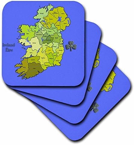 3dRose CST_110030_2 Színes Zöld Térkép Minden Írország Az Ír Köztársaság Észak-Írország Minden Megyében jelenik meg.-Puha,