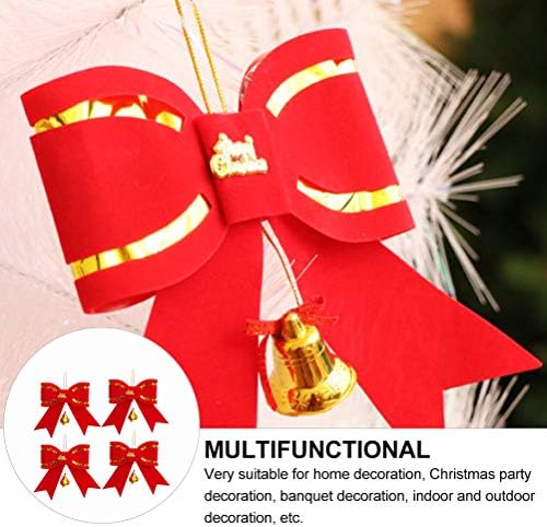 KESYOO 4db Karácsonyi Bowknot Mini Harang Koszorú Dísz Fesztivál Ellátás (Piros) a Karácsonyi Dekoráció
