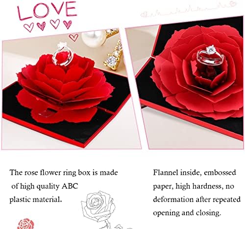 iSuperb Rózsa Gyűrű Doboz Kreatív Velvet Rose Eljegyzési Ékszeres Doboz, Esküvői Ékszer, Ajándék Doboz (Piros)