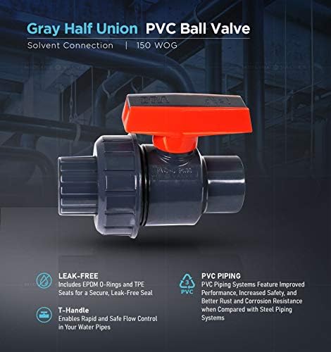 Középvonali Szelep, nagy teherbírású PVC Egységes Uniós golyóscsap Rózsaszín Fogantyú 1 Solven Connectionst Szürke Műanyag