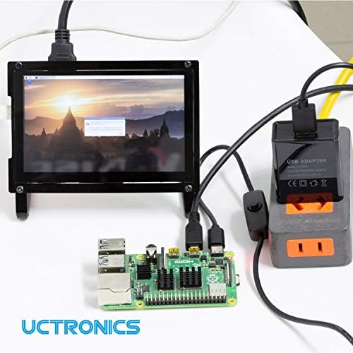 UCTRONICS a Raspberry Pi 4 tápegységgel Kapcsoló, 5V-os 3A Típusú USB-C Töltő Adapter 3.3 ft-ON/Off Kapcsoló, Kábel, Fekete