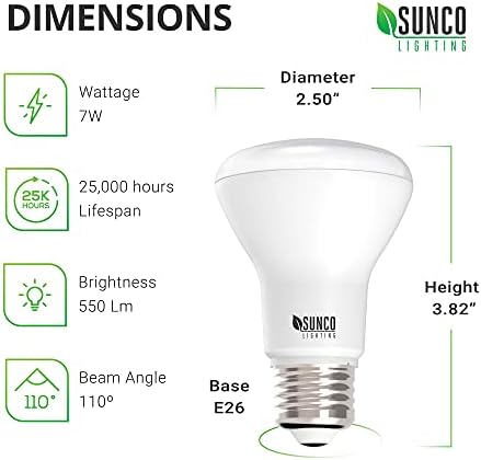 Sunco BR20 LED Izzók Beltéri Árvíz Fény R20 Szabályozható 2700K Puha, Fehér 50W Egyenértékű, 7W, E26 Közepes Bázis, Süllyesztett
