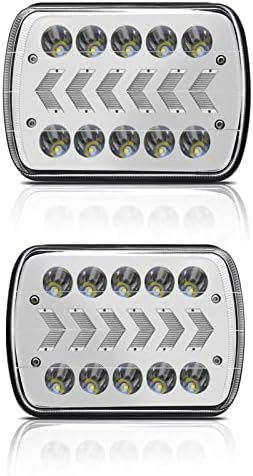 FANGZI Autós LED Lámpa, 2 Csomag Autó LED Fényszóró Fényszóró Fehér Magas/Alacsony Gerenda Amber Nyíl Dinamikus Szekvenciális