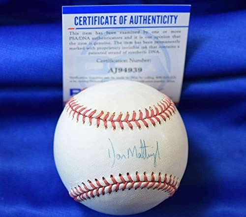 Ne Mattingly PSA DNS-Coa Autogramot Amerikai Liga OAL Aláírt Baseball - Dedikált Baseball