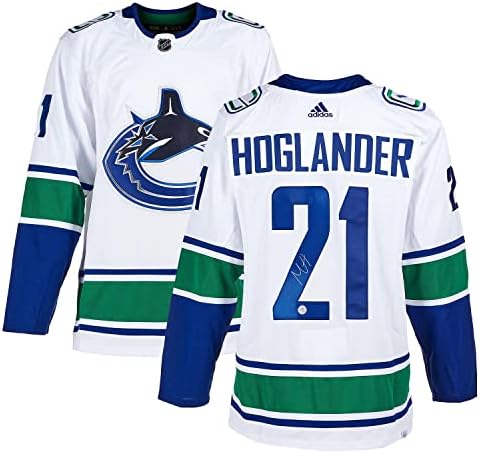 Nils Hoglander Vancouver Canucks Aláírt Fehér Adidas Jersey - Dedikált NHL-Mezek