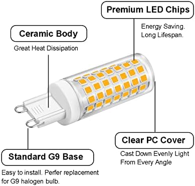 Yosenmi G9 LED Izzó, 6W(60W Halogén Izzó Cseréje), Napfény, Fehér 6000K, 120V 550LM G9 Bi-Pin Bázis Izzók, Nem Szabályozható,12-es