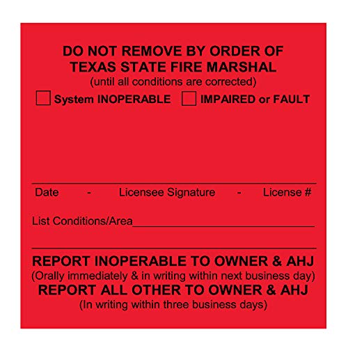 Texas tűzjelző Rendszer Egyedi Nyomtatott Címke - Karbantartás Kártyák Ellenőrzési, illetve Vizsgálati Rekord - Csomag 100