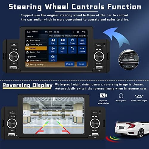 Egységes Din autórádió 5 hüvelykes érintőképernyő Bluetooth 5.1 Audio Apple CarPlay Android Auto Tükör Link FM Rádió, Támogatja