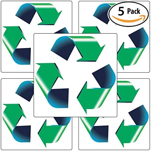 Kiskereskedelmi Zseni Túlméretezett 8in Recycle Szimbólum Matrica 5 Csomag Zöld, Fehér & Kék Kukák & Doboz. Nagy Matricák
