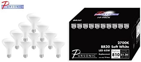 Pursonic BR30 SW 65 Watt Egyenértékű 10-Pack LED Izzók, Nem Szabályozható Puha, Fehér(2700K) BR30-10SP1, 10 Szám