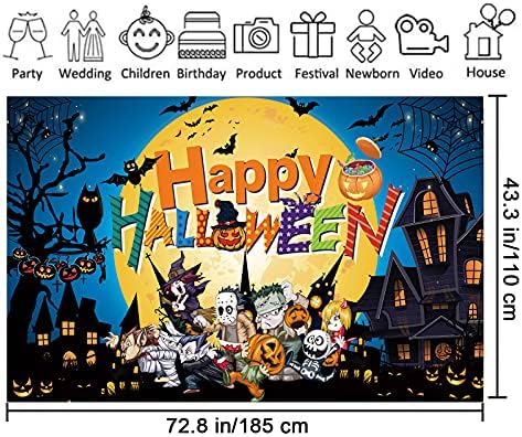 Halloween Party Dekoráció, Nagy Szövet Halloween Hátteret, Boo Ijesztő Szalaghirdetés Narancs Éjjel a Hold Tök Kastély Boszorkány