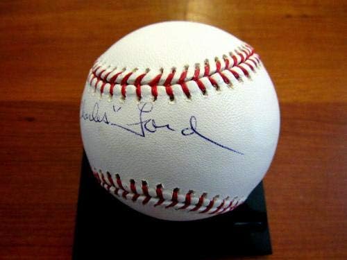 Ed Charles Ford Whitey 1961 Ws Mvp Yankees Hof Aláírt Auto Oml Baseball Szövetség Gem - Dedikált Baseball