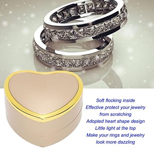 Gyűrűk díszdobozban, Puha Özönlött Ékszer Tároló Elegáns Világító Gyűrűk Dobozt Szív Alakú az Évfordulók