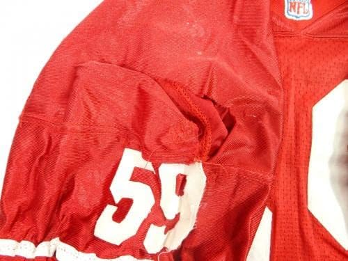 1980-as évek 1990-es évek Elején a San Francisco 49ers 59 Játékban Használt Piros Mez 52 749 - Aláíratlan NFL Játék Használt