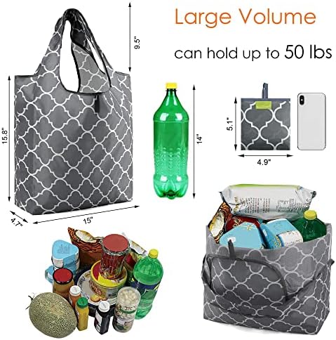 BeeGreen Bevásárló Táskák Újrafelhasználható Élelmiszerbolt Tote Bags 6 Pack XLarge 50LBS Monogram Táska 13oz Vászon, Belső
