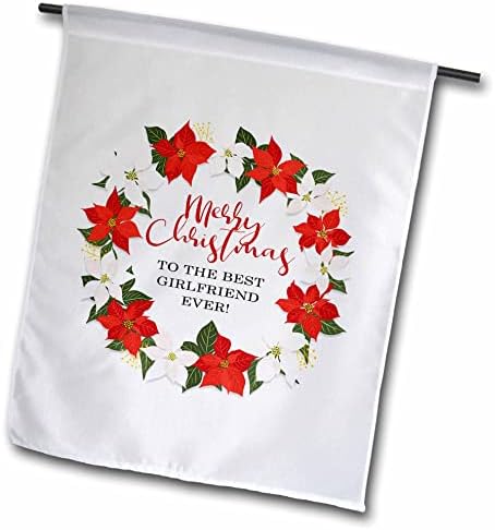 3dRose Boldog Karácsonyt A Legjobb Barátnő a világon - Mikulásvirág Koszorú - Zászlók (fl_350563_1)