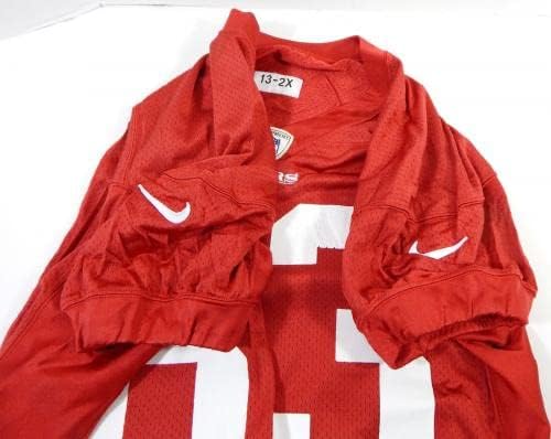2013-ban a San Francisco 49ers Demarcus Dobbs 83 Játék Használt Piros Gyakorlat Jersey XXL 9 - Aláíratlan NFL Játék Használt