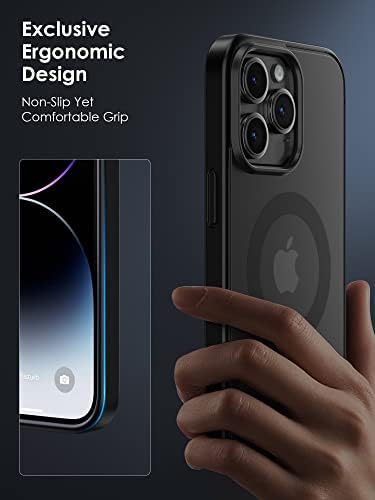 SUPERONE Mágneses tok iPhone 14 Pro Max Esetben, [Katonai szintű Védelem & Kompatibilis MagSafe] Vékony, Áttetsző Matt iPhone