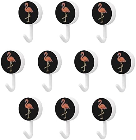 Rózsaszín Flamingó Madár Ragasztó Horog Készlet 10 Kerek Műanyag Kampó Nélkül Körmök Fal Horgok Konyha Fürdőszoba, Otthoni