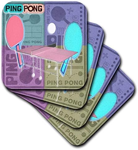 3dRose CST_16302_2 Ping-Pong Pasztell Puha Alátét Szett (8)