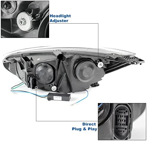 ZMAUTOPARTS LED-Szekvenciális Vetítő Fényszórók Fekete w/6.25 Fehér DRL Kompatibilis 2015-2018 Ford Focus S/SE/ST