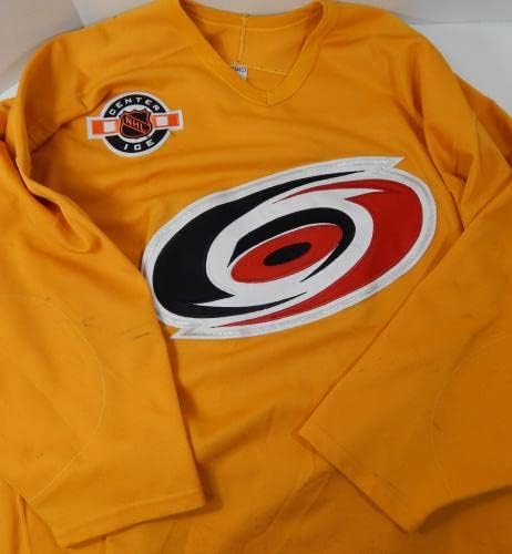 2000-03 Carolina Hurricanes Darren Langdon Játék Használt Sárga Gyakorlat Jersey 58 7 - Játék Használt NHL-Mezek