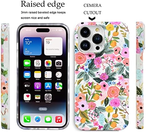 J. nyugat-Kompatibilis iPhone 14 Pro Esetben Puha Ütésálló Aranyos Virágos Telefon védőburkolat a Nők, Kert Virág Minta Design