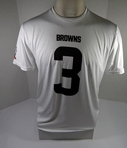 Cleveland Browns 3 Játék Használt Fehér Gyakorlat, Edzés Ing Jersey DP45222 - Aláíratlan NFL Játék Használt Mezek