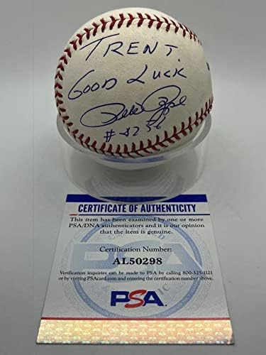 Pete Rose Aláírt Autogramot Személyre szabott Hogy Trent Egy Nagy Rajongó Baseball PSA DNS - Dedikált Baseball