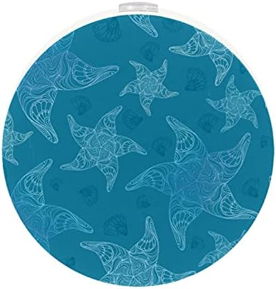2 Csomag Plug-in Éjjeli LED-es Éjszakai Fény Starfishes Minta Óceán Kék az Alkonyat-hogy-Hajnal Érzékelő Gyerek Szoba, Gyerekszoba,